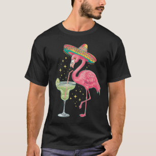Camiseta Flamingo Bebendo Margarita Poncho Mexicano Engraça