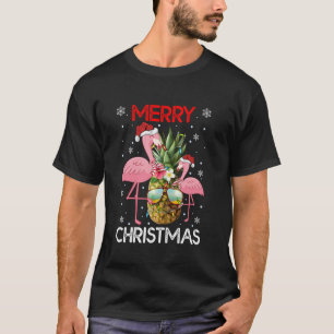 Camiseta Flamingo Bird Christmas Pineapple Lights Feliz Chr