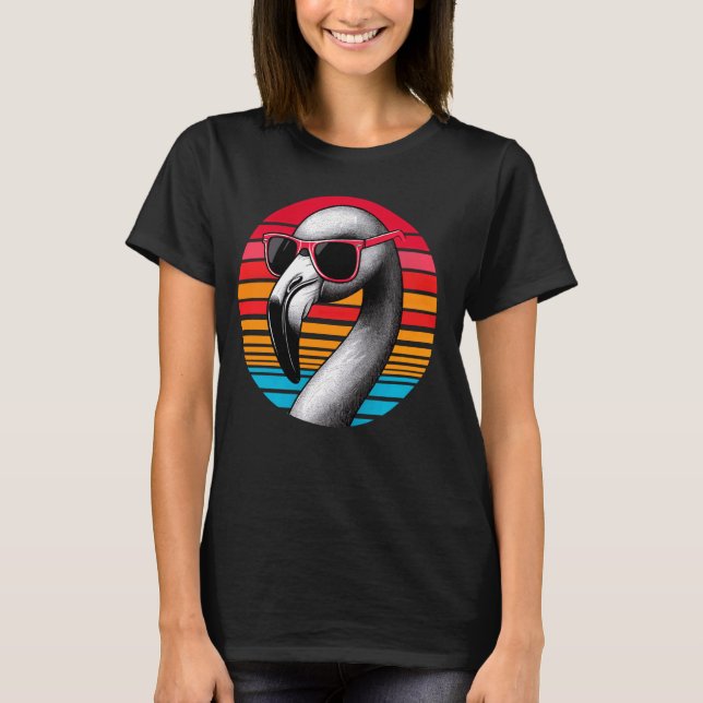 Camiseta Flamingo Bird Sunset Style Vintag (Frente)