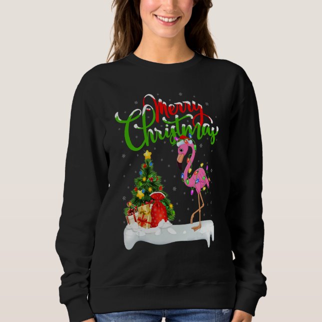 Camiseta Flamingo Bird   Xmas Decoration Santa Flamingo Chr (Frente)