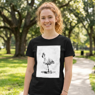 Camiseta Flamingo Black and White Watercolor 01