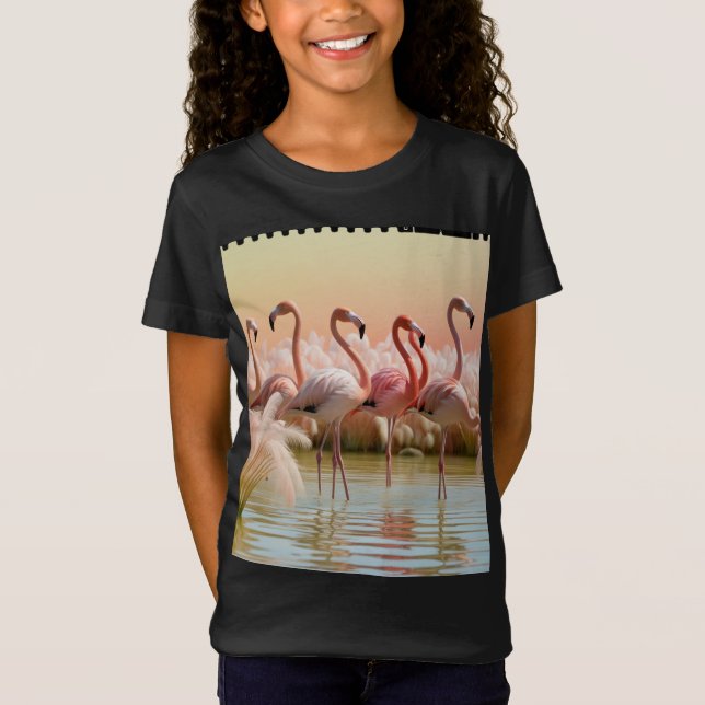 Camiseta Flamingo Bliss - Uma brecha de Elegância Tropical (Frente)