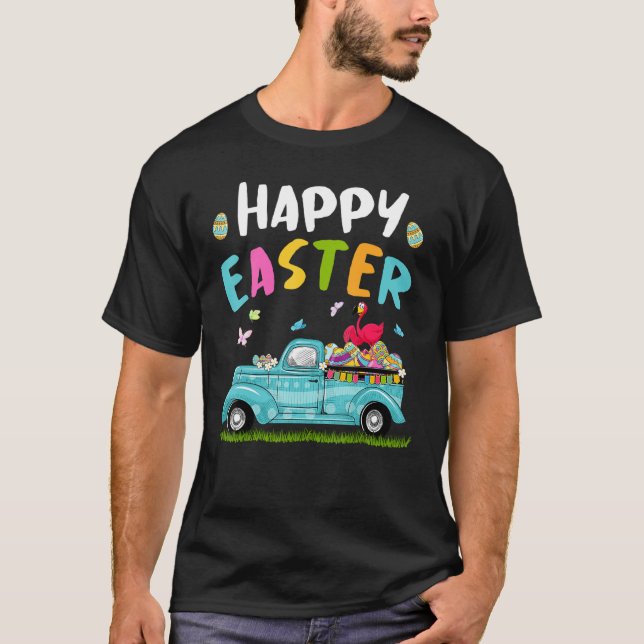 Camiseta Flamingo Bonito Com Coelhinhos Orelhas Caminhão Ca (Frente)