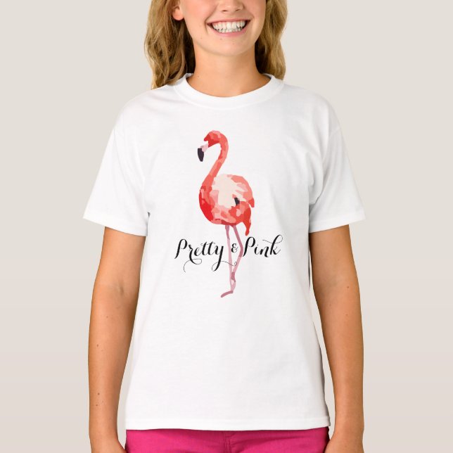Camiseta Flamingo bonito e cor-de-rosa (Frente)