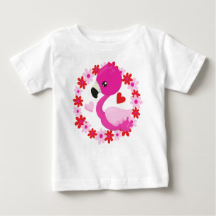 Camiseta Flamingo Bonito, Flamingo Rosa, Pássaro, Flores, C