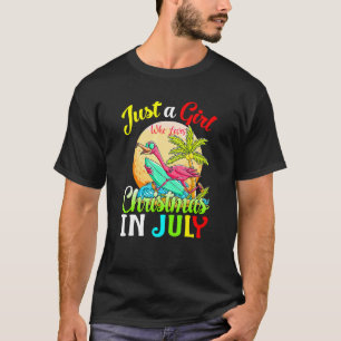Camiseta Flamingo Bonito Só Uma Menina Que Ama O Natal Em J
