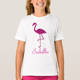 Camiseta Flamingo brilhante Rosa brilho faíscas Personalize