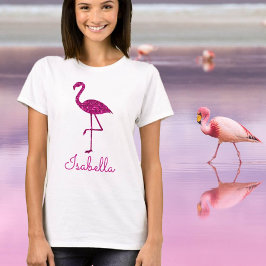 Camiseta Flamingo brilhante Rosa brilhos Personalizar Perso