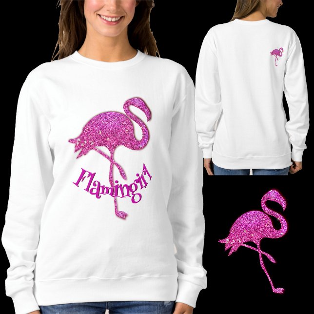 Camiseta Flamingo brilho rosa - texto personalizável (Criador carregado)