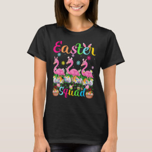 Camiseta Flamingo Bunny Ear Páscoa Esquadrão Flamingo Bird
