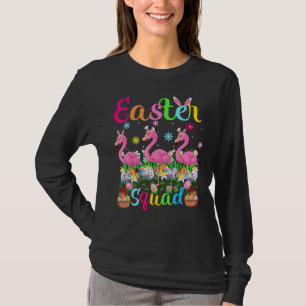 Camiseta Flamingo Bunny Ear Páscoa Esquadrão Flamingo Bird