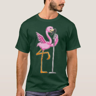 Camiseta Flamingo cantando com microfone