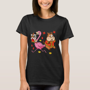 Camiseta Flamingo Cavalo Chinês Divertido Meninos Homens Mu