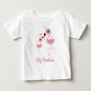 Camiseta Flamingo Chá de fraldas Cute Tropical Big Brother