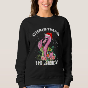 Camiseta Flamingo Christmas Em Julho Santa Hat Summer Vacca