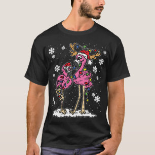 Camiseta Flamingo Christmas Lights Santa Hama Pajama Cute R