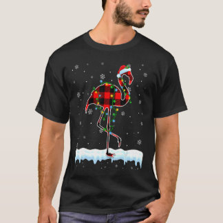 Camiseta Flamingo Christmas Santa Hat Cute Animais Xmas Li