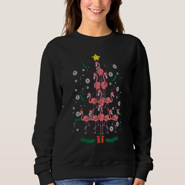 Camiseta Flamingo Christmas Tree Bird Animal Xmas Women (Frente)