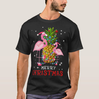 Camiseta Flamingo Christmas Tree Pineapple Xmas Light