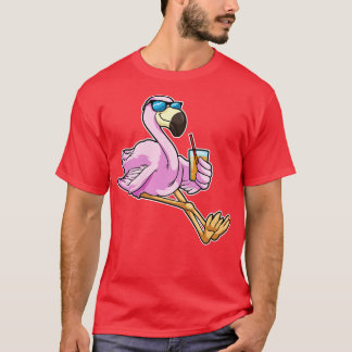 Camiseta Flamingo com Bebida com Canudo