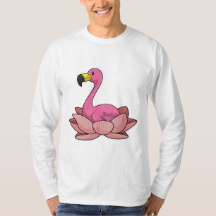 Camiseta Flamingo com flor de Lotus