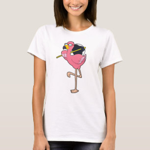Camiseta Flamingo com guarda-chuva