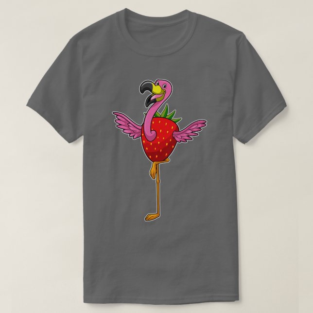 Camiseta Flamingo com morango (Frente do Design)