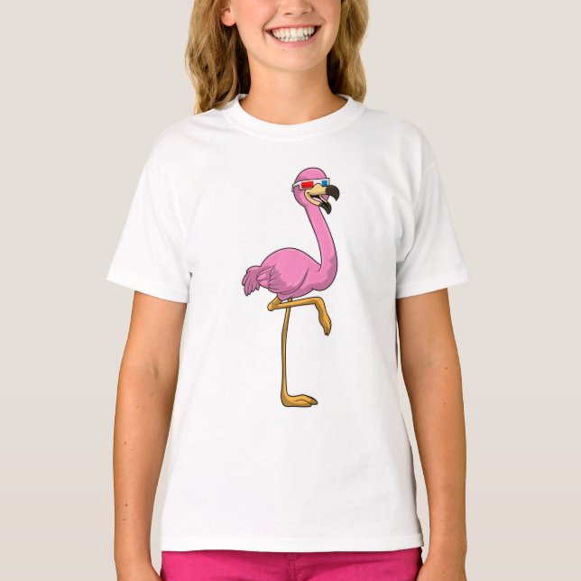 Camiseta Flamingo com Óculos (Frente)