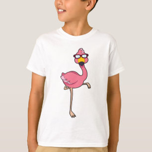 Camiseta Flamingo com óculos de sol