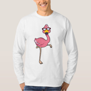Camiseta Flamingo com óculos de sol