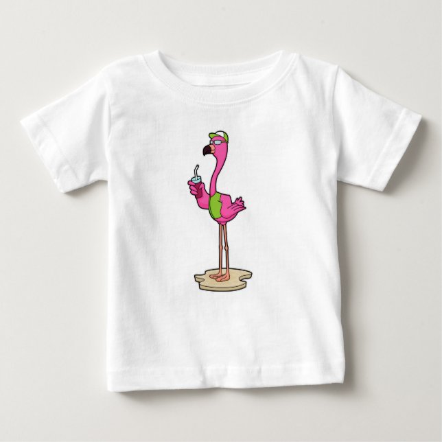 Camiseta Flamingo com óculos de sol e Boné (Frente)