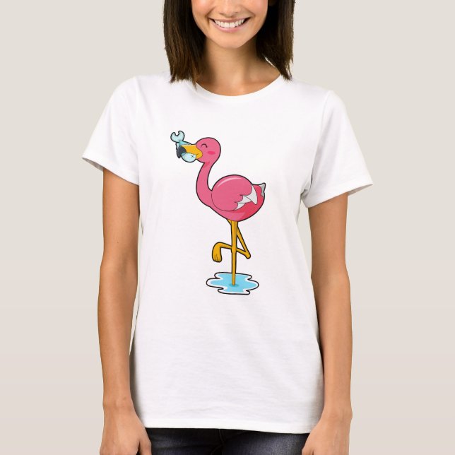 Camiseta Flamingo com Peixe (Frente)