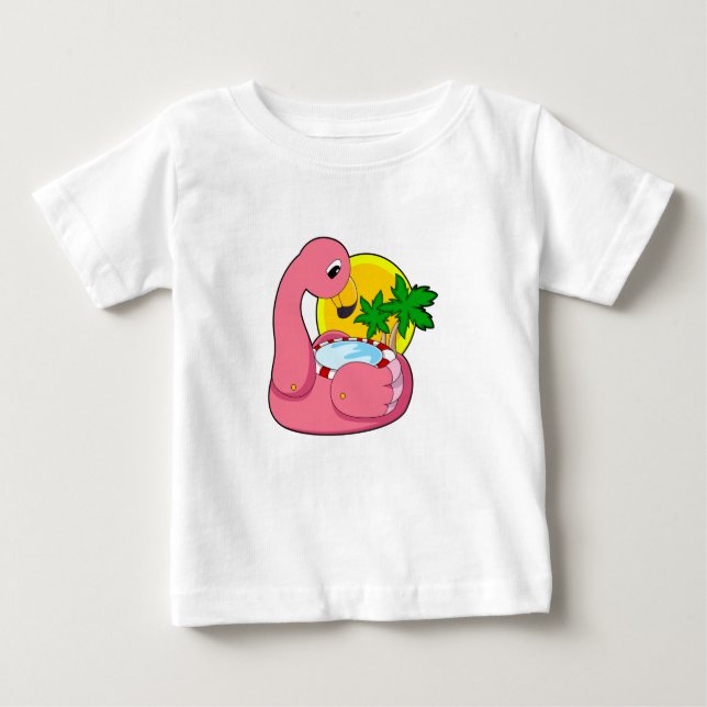 Camiseta Flamingo com Piscina (Frente)