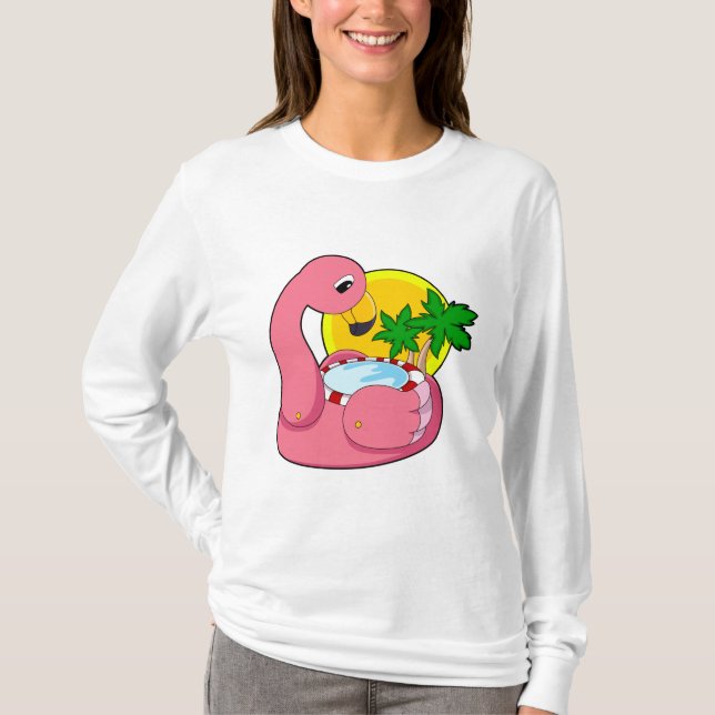 Camiseta Flamingo com Piscina (Frente)