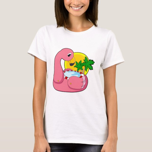 Camiseta Flamingo com Piscina (Frente)