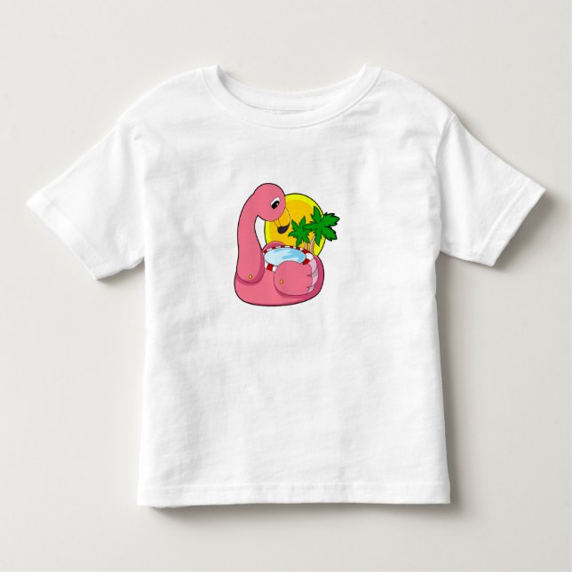 Camiseta Flamingo com Piscina (Frente)