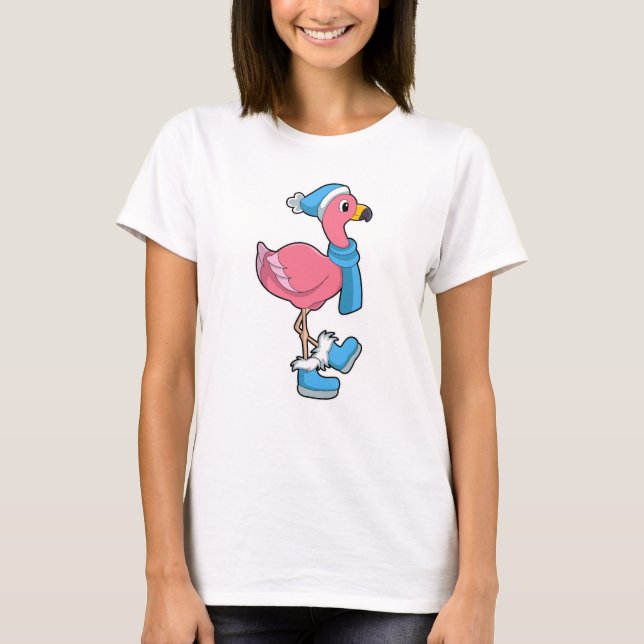 Camiseta Flamingo com Scarf & Hat (Frente)