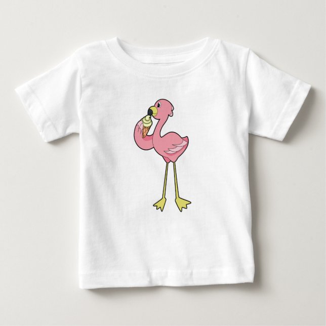 Camiseta Flamingo com sorvete Waffle (Frente)