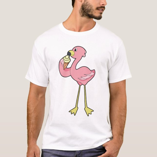 Camiseta Flamingo com sorvete Waffle (Frente)