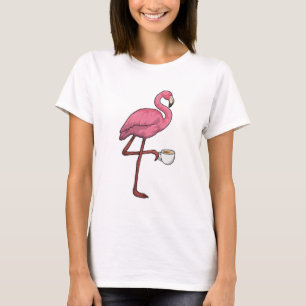 Camiseta Flamingo com Taça de Café