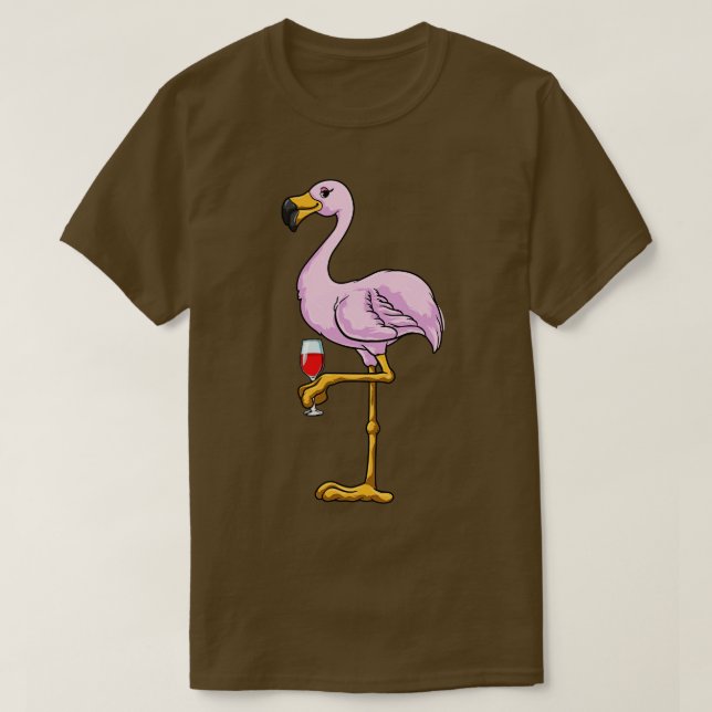 Camiseta Flamingo com Vidro de Vinho Vermelho (Frente do Design)