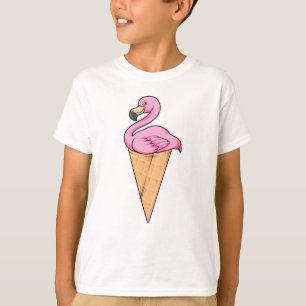Camiseta Flamingo com Waffle de Sorvete