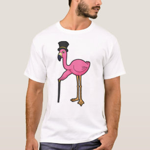 Camiseta Flamingo como Grove com Chapéu e Cana