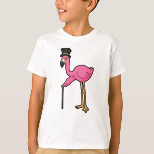 Camiseta Flamingo como Grove com Chapéu e Cana