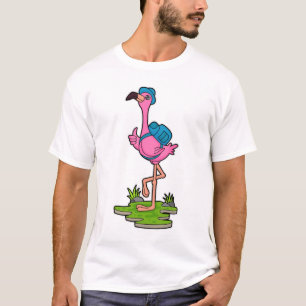 Camiseta Flamingo como Hiker com mochila