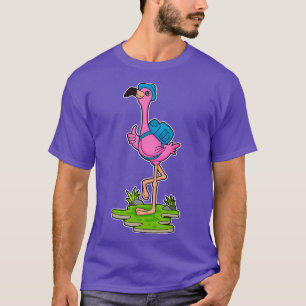 Camiseta Flamingo como Hiker com mochila