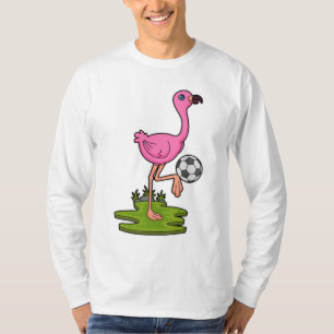 Camiseta Flamingo como jogador de futebol com futebol
