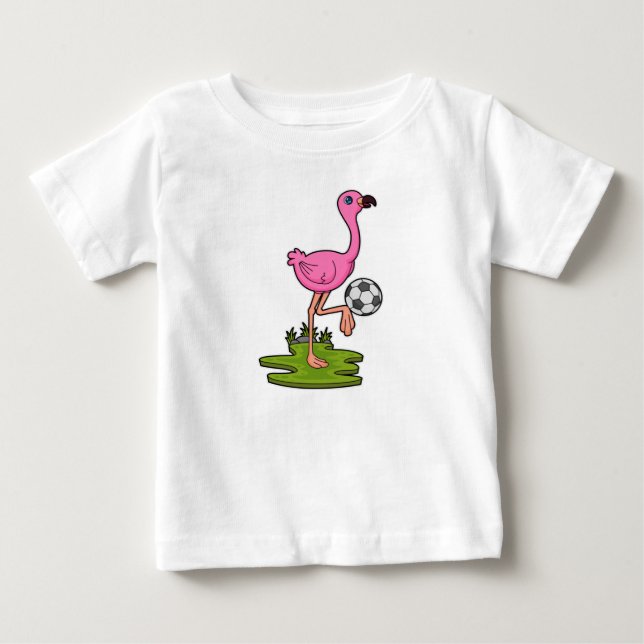 Camiseta Flamingo como jogador de futebol com futebol (Frente)