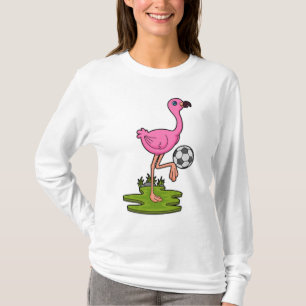 Camiseta Flamingo como jogador de futebol com futebol