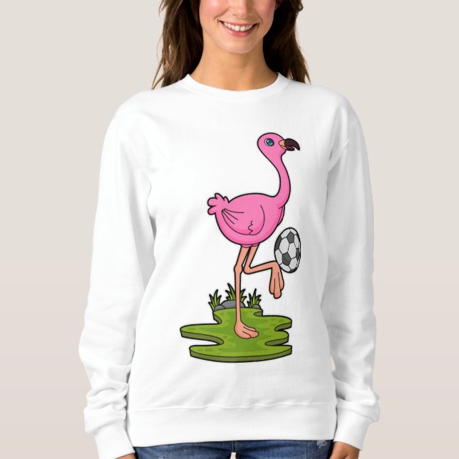 Camiseta Flamingo como jogador de futebol com futebol (Frente)